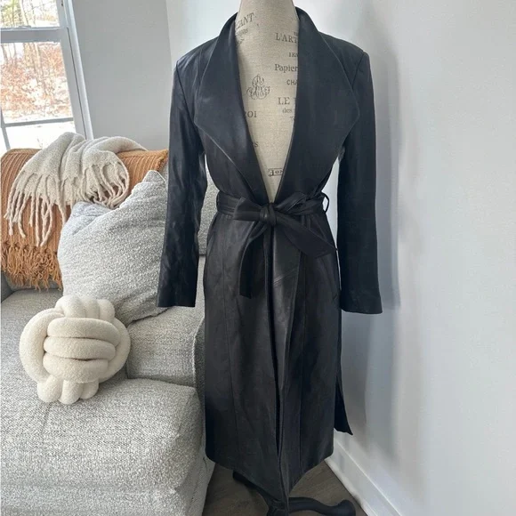 Mackage ‘Selena’ black lamb leather trench coat - Picture 4 of 7